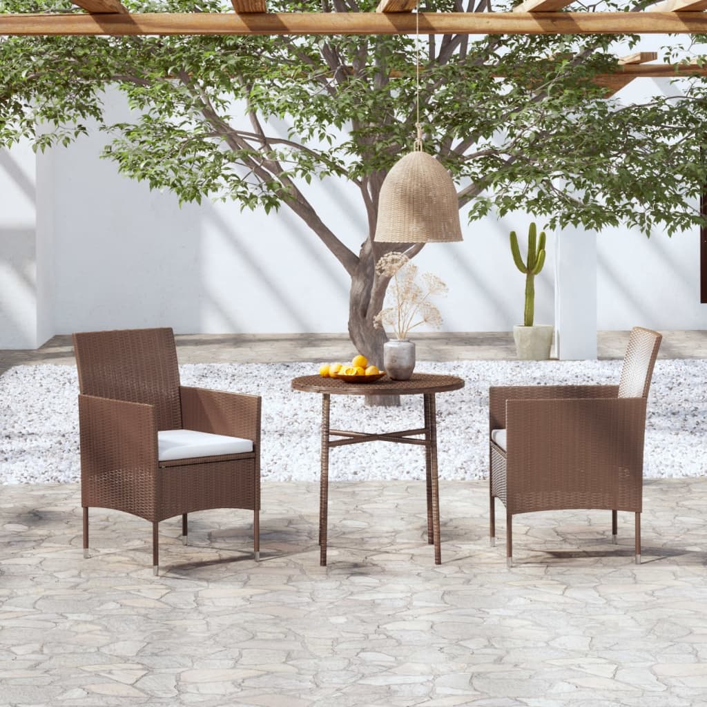 3-delige Tuinset poly rattan bruin