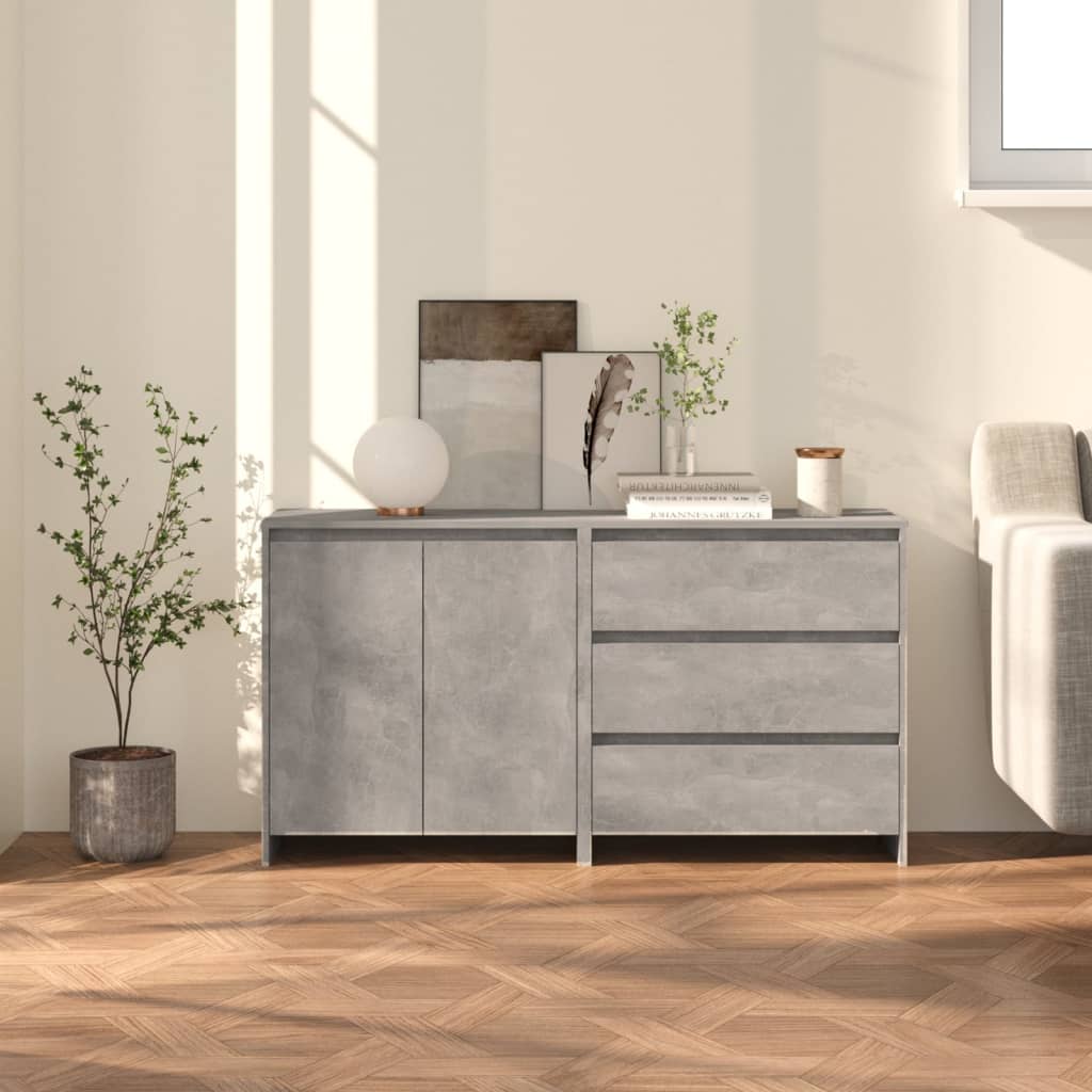 2 st Dressoirs bewerkt hout betongrijs