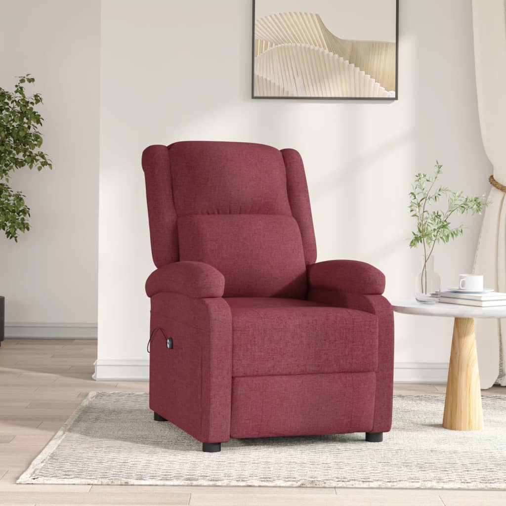 Fauteuil verstelbaar elektrisch stof wijnrood