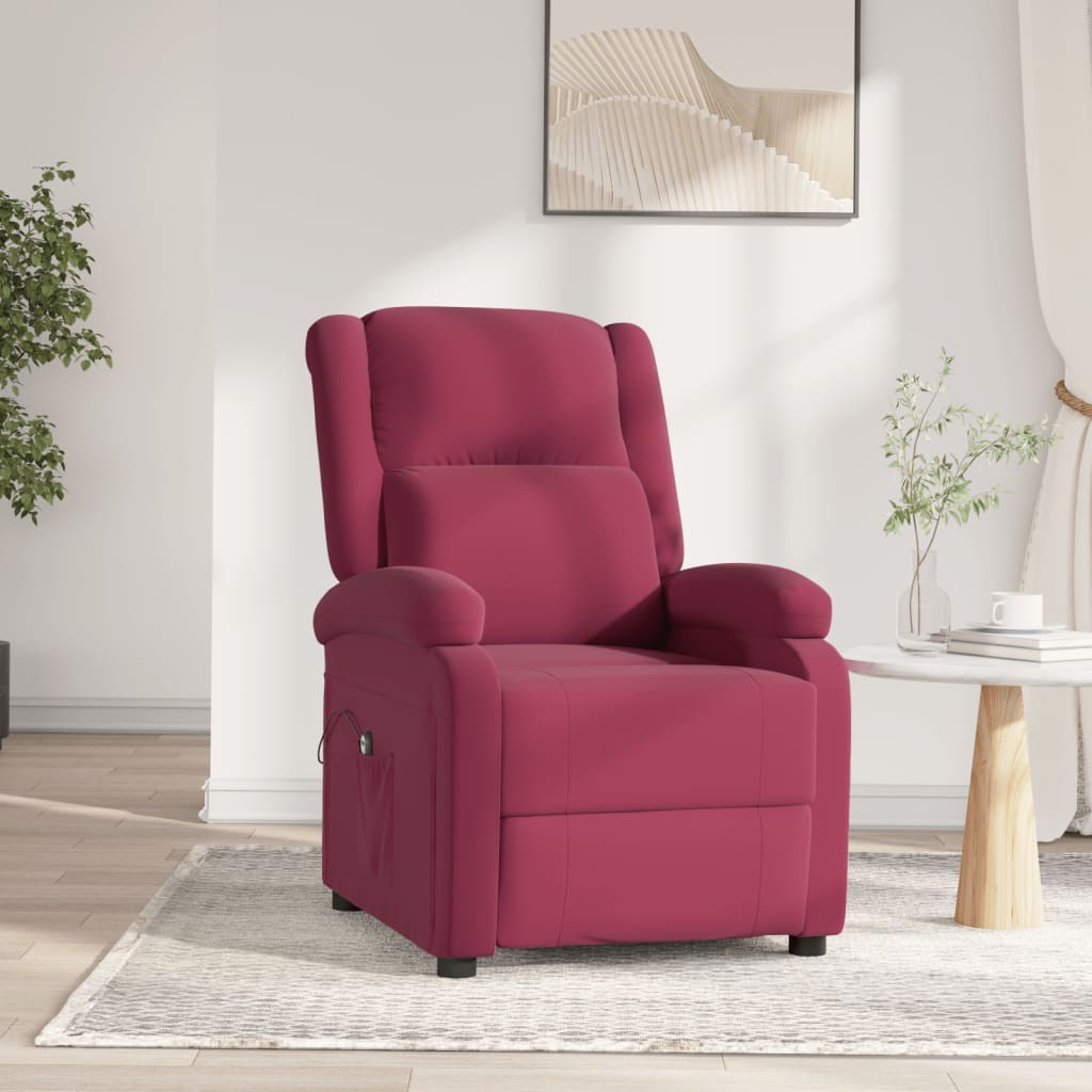 Fauteuil verstelbaar elektrisch stof wijnrood