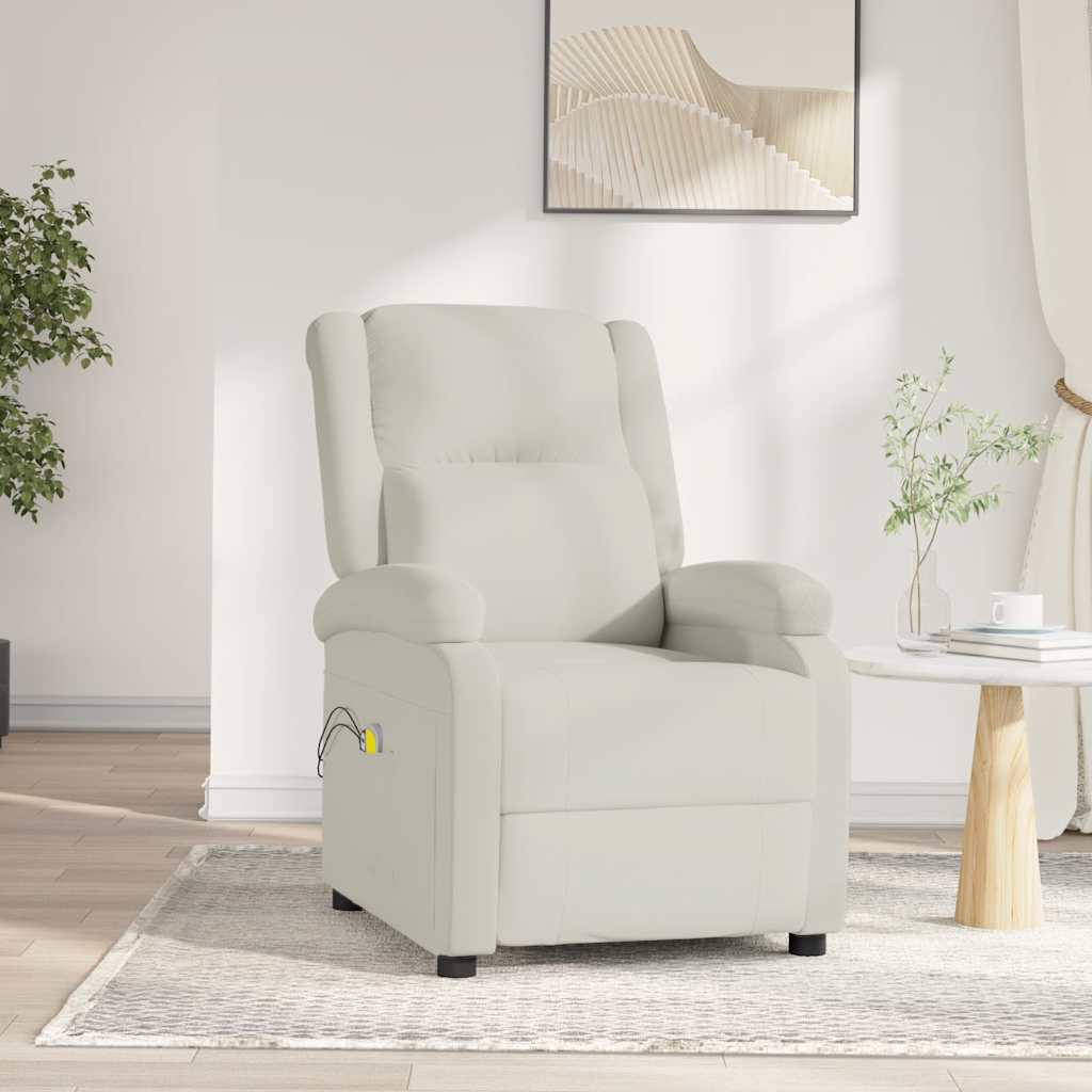 Massagestoel elektrisch fluweel crèmekleurig