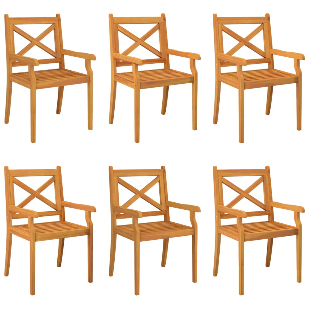 Tuinstoelen 6 st massief acaciahout – afbeelding 2