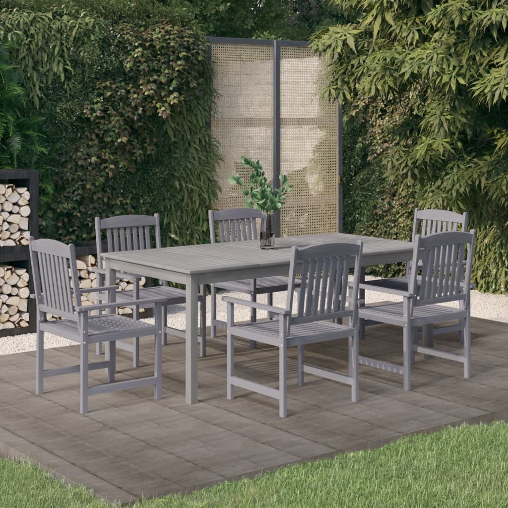 7-delige Tuinset massief acaciahout grijs – afbeelding 1