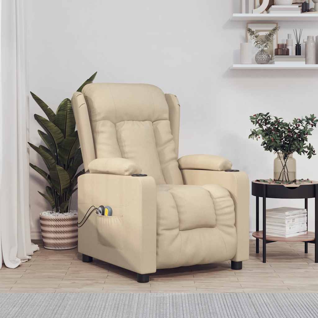 Massagestoel elektrisch stof crèmekleurig
