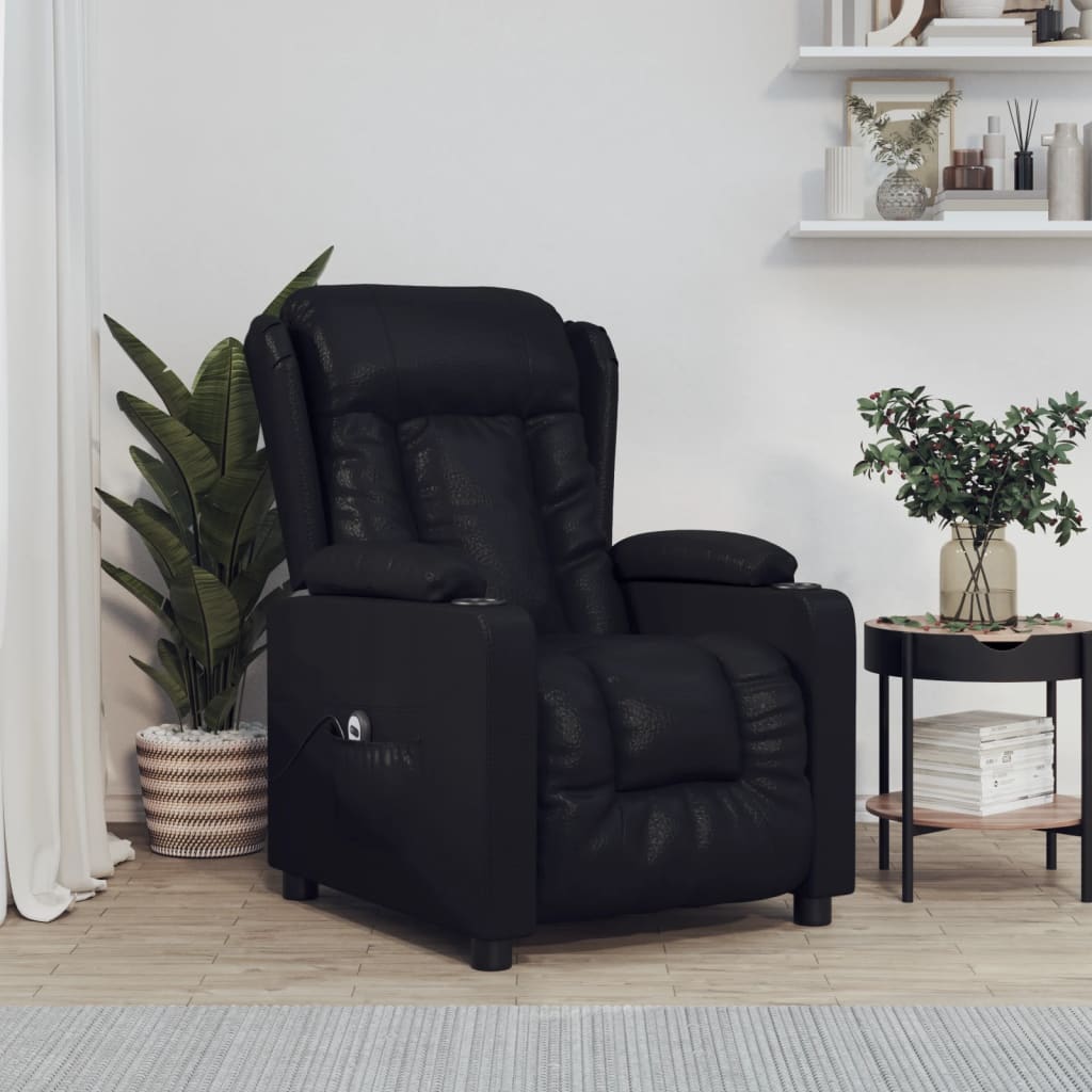 Fauteuil elektrisch verstelbaar kunstleer zwart