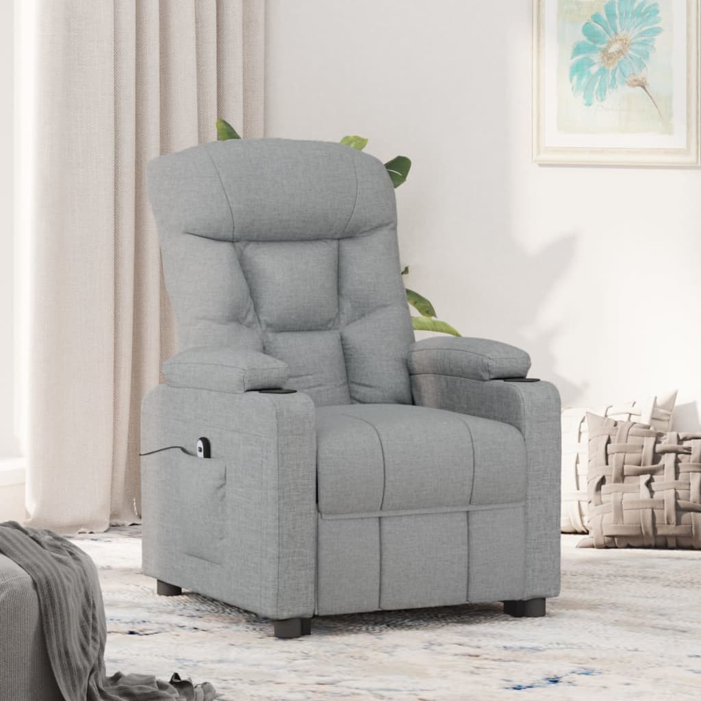 Fauteuil elektrisch verstelbaar stof lichtgrijs – afbeelding 1