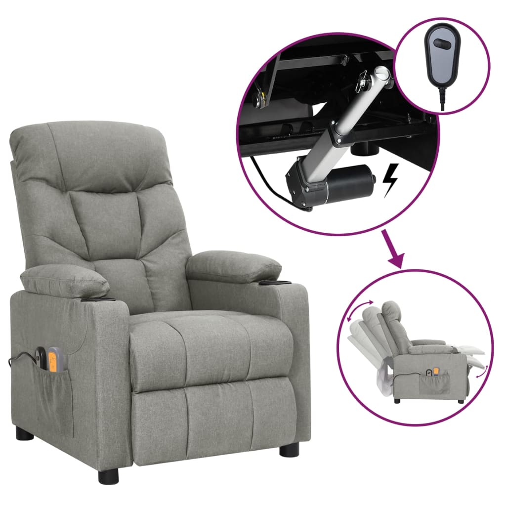 Massagestoel elektrisch stof lichtgrijs
