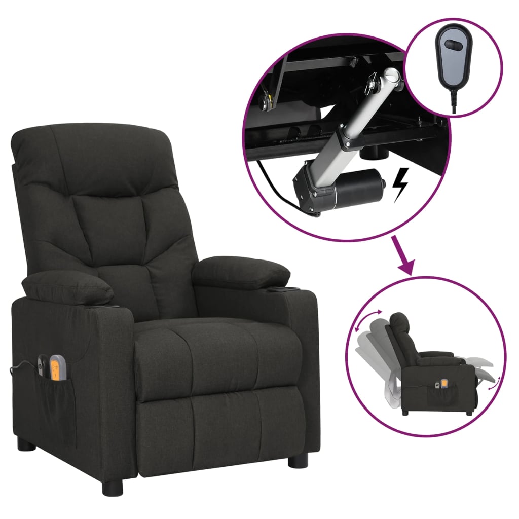 Massagestoel elektrisch stof zwart