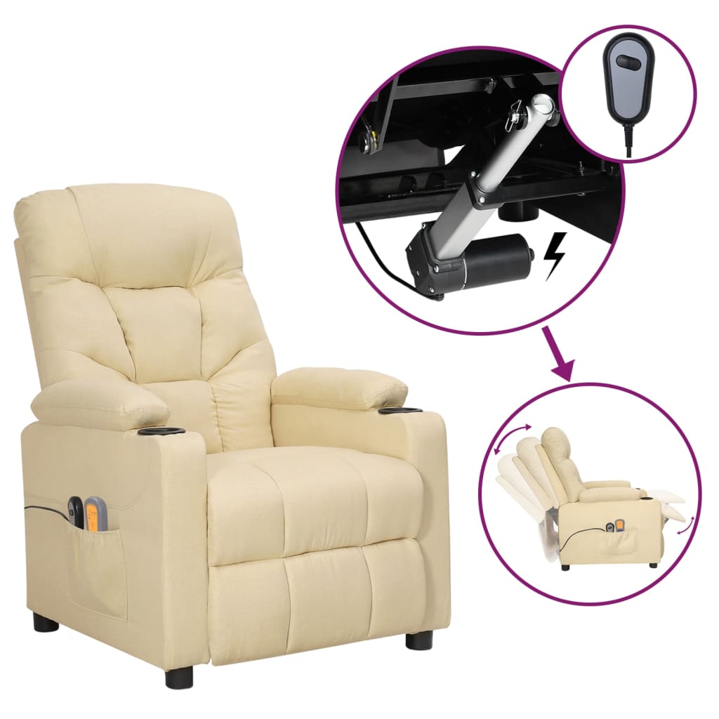 Massagestoel elektrisch stof crèmekleurig