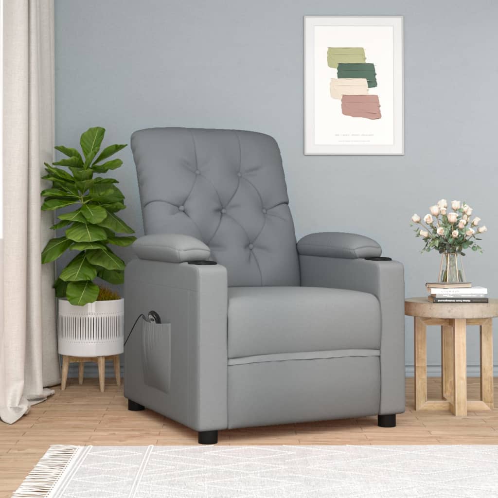 Fauteuil elektrisch verstelbaar stof lichtgrijs