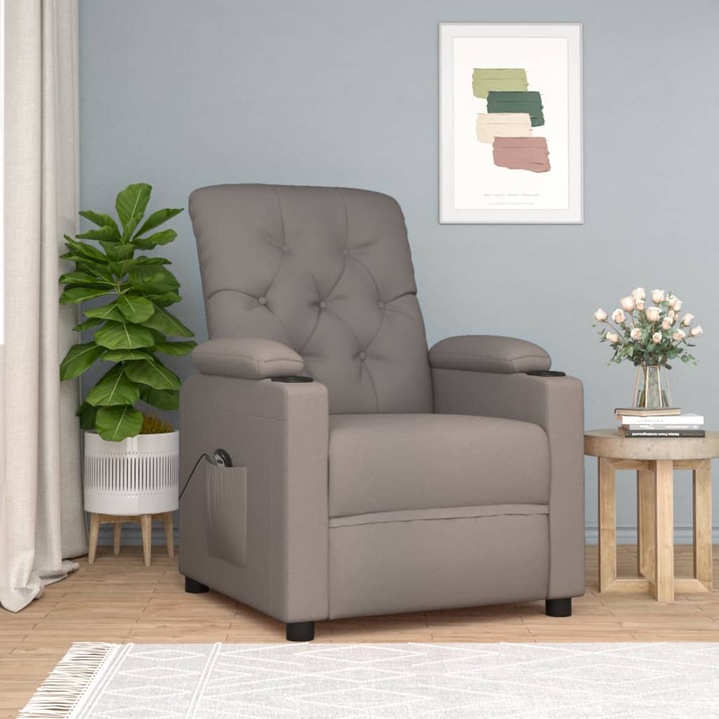Fauteuil verstelbaar elektrisch stof taupe