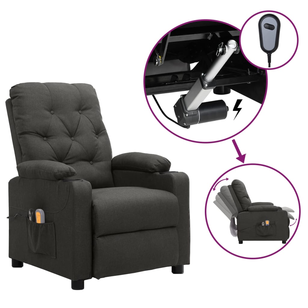 Massagestoel elektrisch stof donkergrijs – afbeelding 1