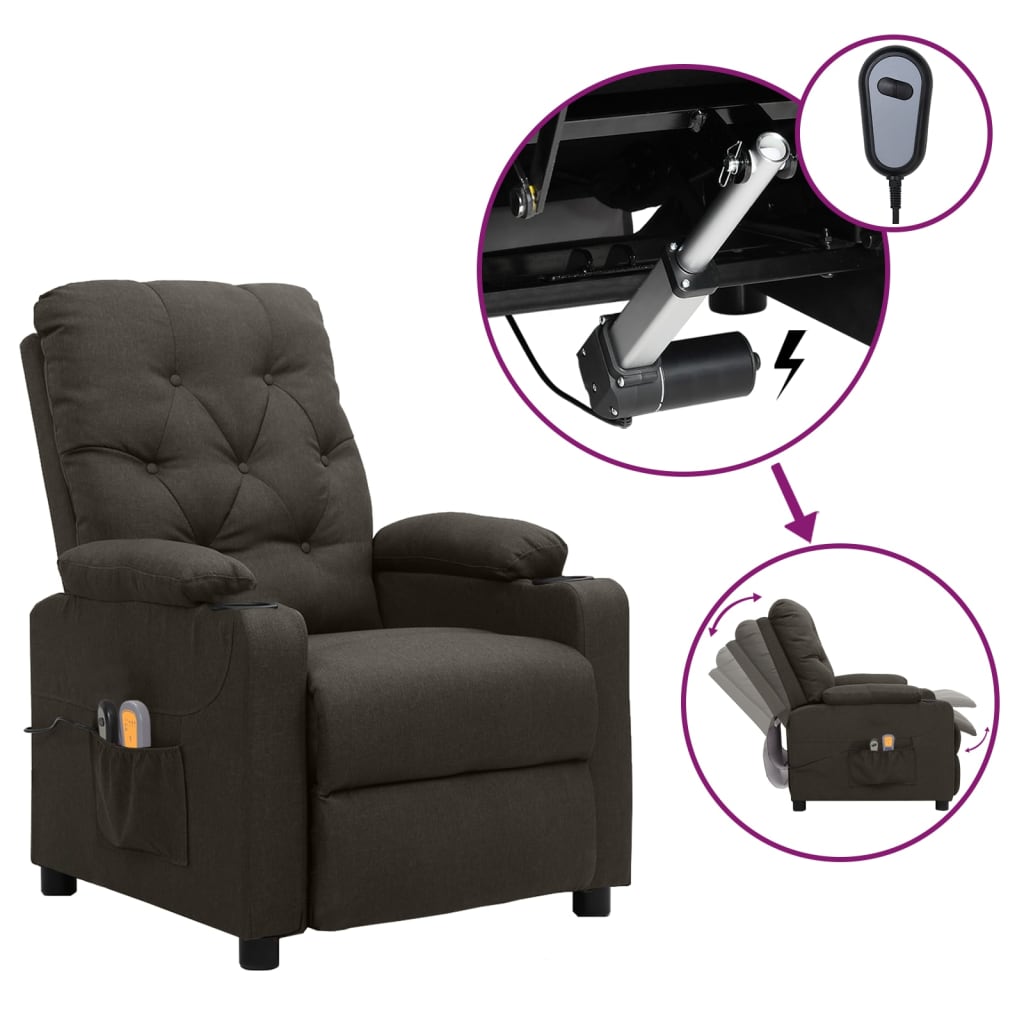 Massagestoel elektrisch stof taupe