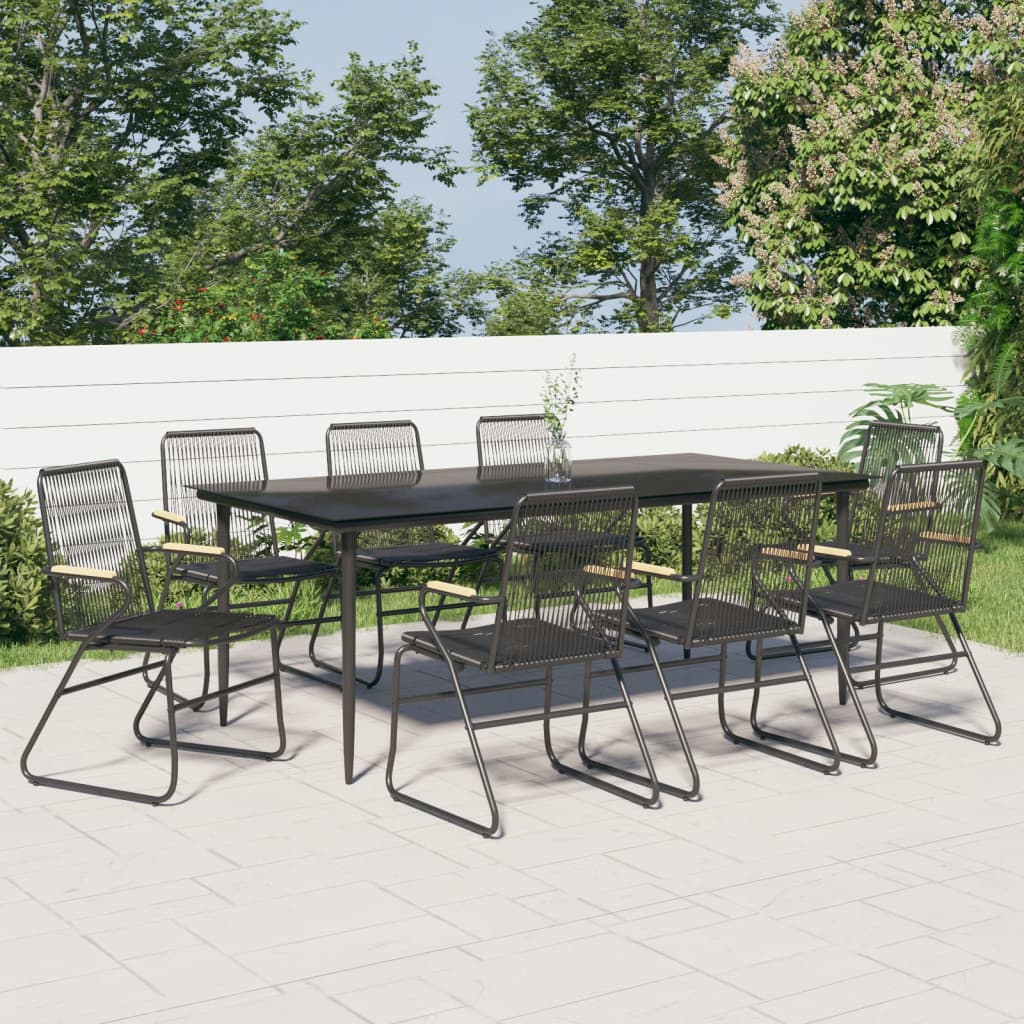 9-delige Tuinset PVC-rattan zwart – afbeelding 1