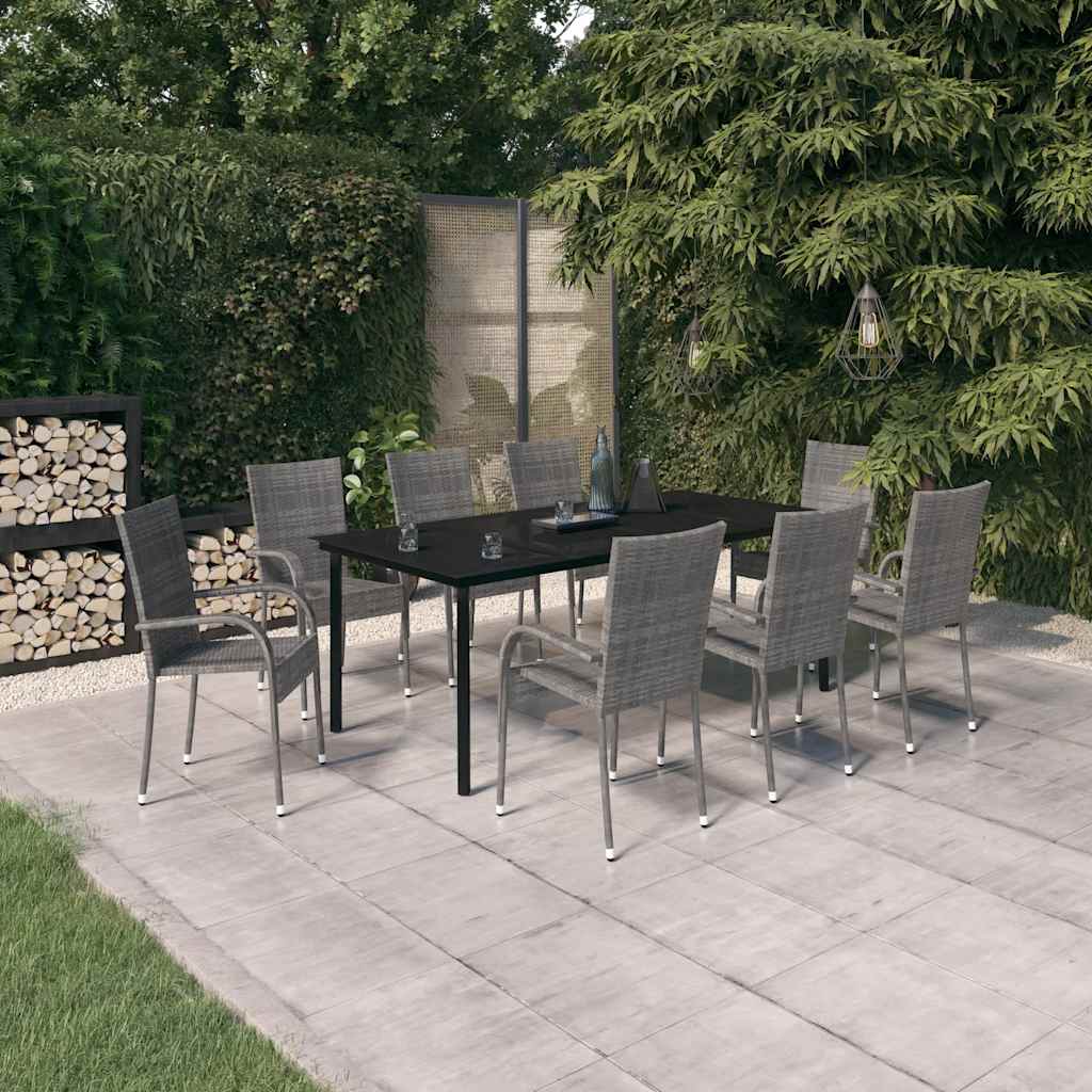 9-delige Tuinset grijs en zwart – afbeelding 1