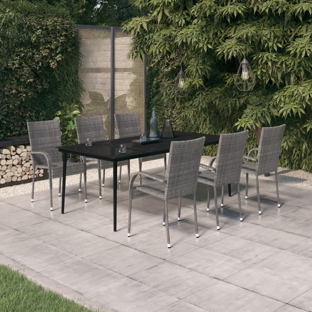 7-delige Tuinset grijs en zwart – afbeelding 1