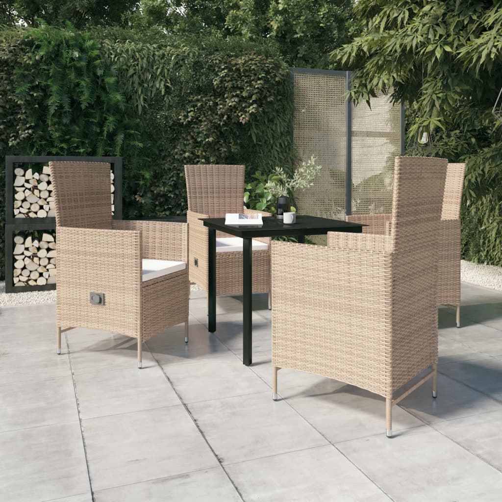 5-delige Tuinset met kussens beige