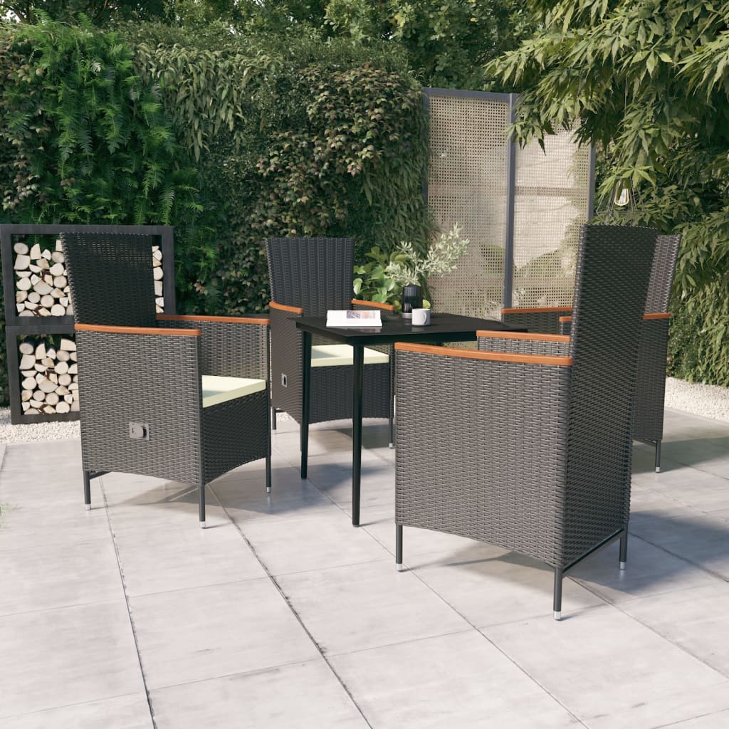 5-delige Tuinset met kussens zwart