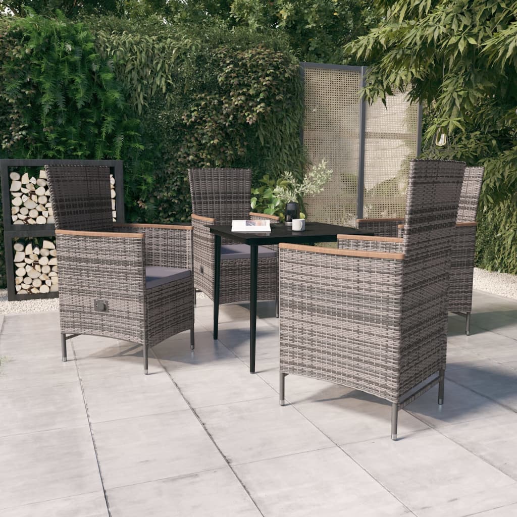 5-delige Tuinset met kussens grijs – afbeelding 1