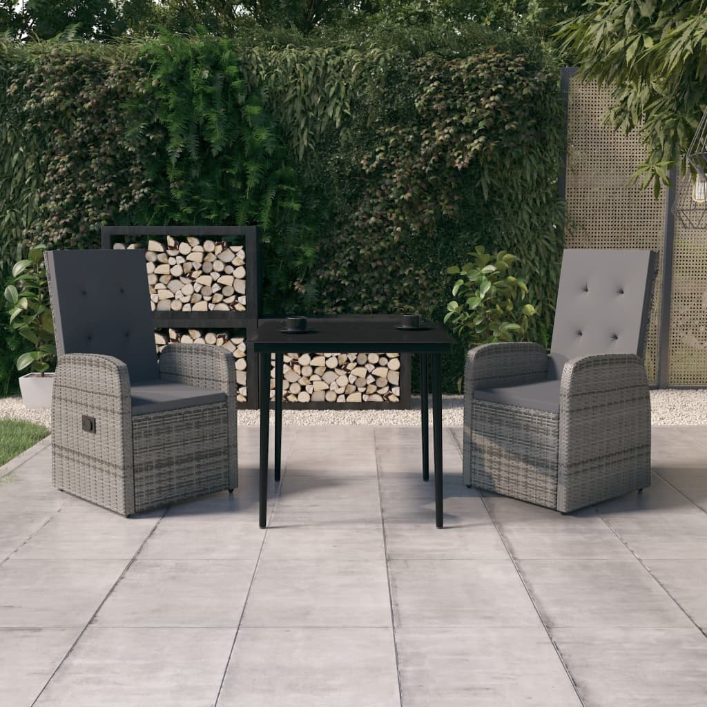 3-delige Tuinset met kussens grijs – afbeelding 1