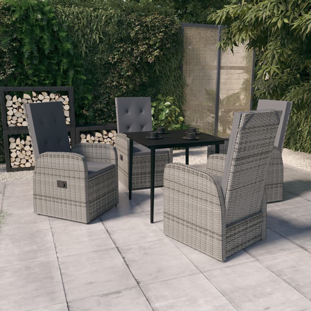 5-delige Tuinset met kussens grijs – afbeelding 1