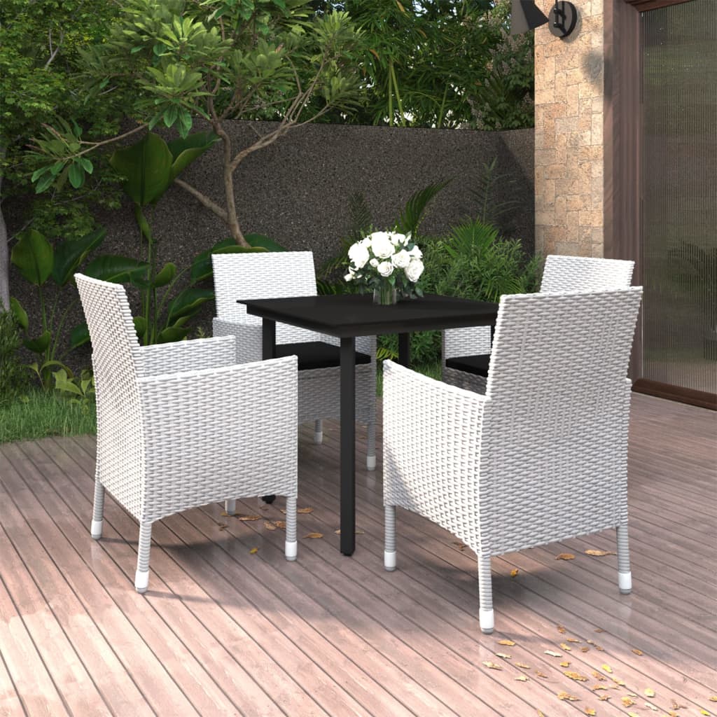 5-delige Tuinset met kussens poly rattan en glas