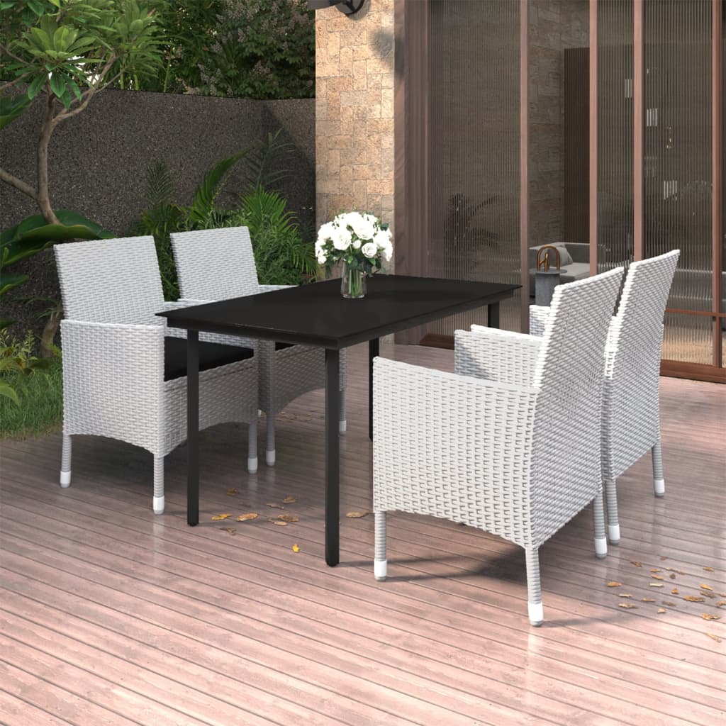 5-delige Tuinset met kussens poly rattan en glas