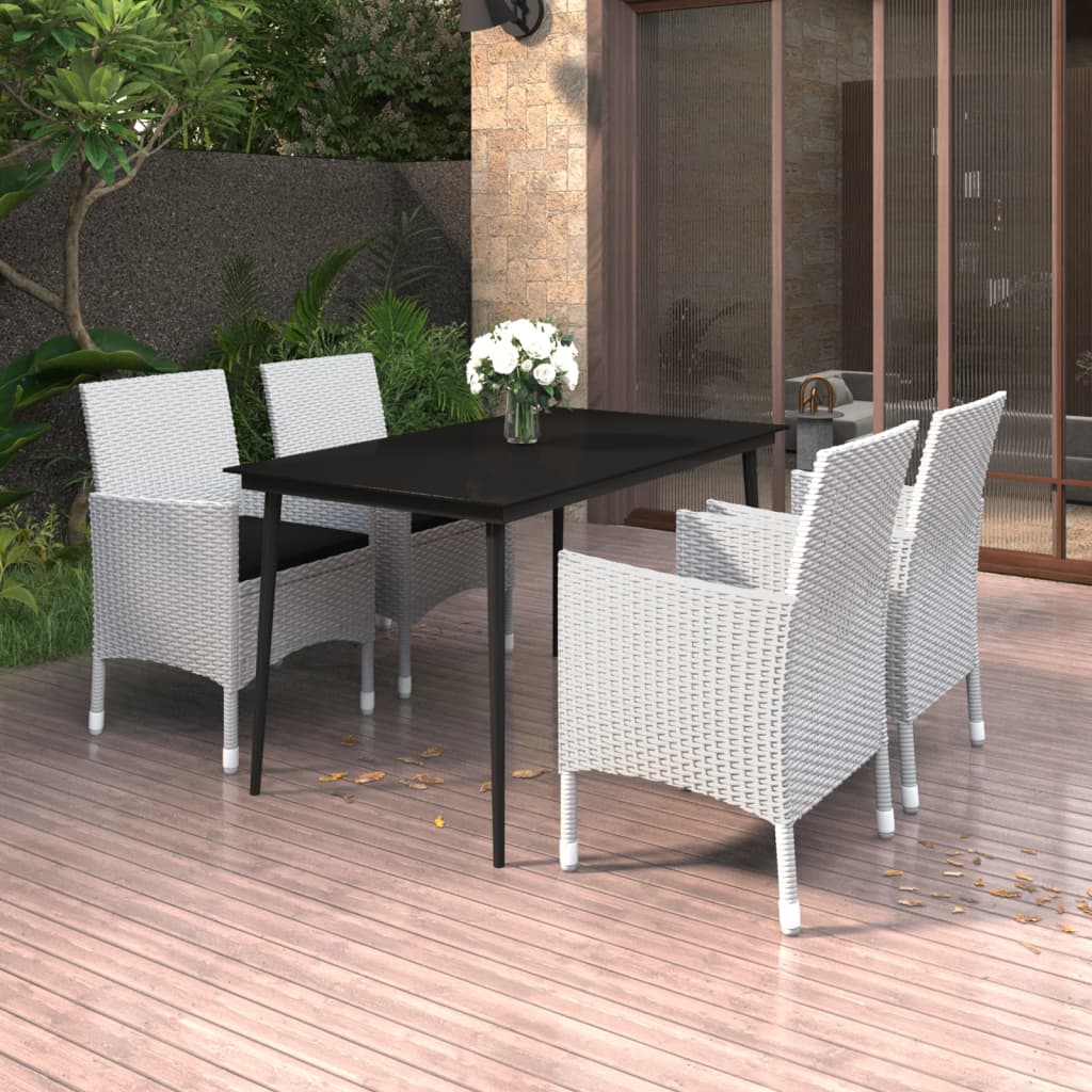 5-delige Tuinset met kussens poly rattan en glas