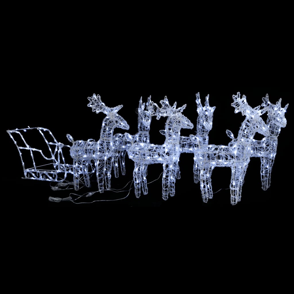Kerstversiering rendieren en slee 320 LED's acryl – afbeelding 1