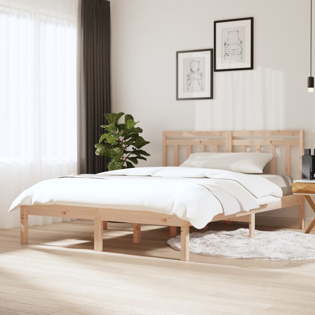Bedframe massief hout 135x190 cm – afbeelding 1