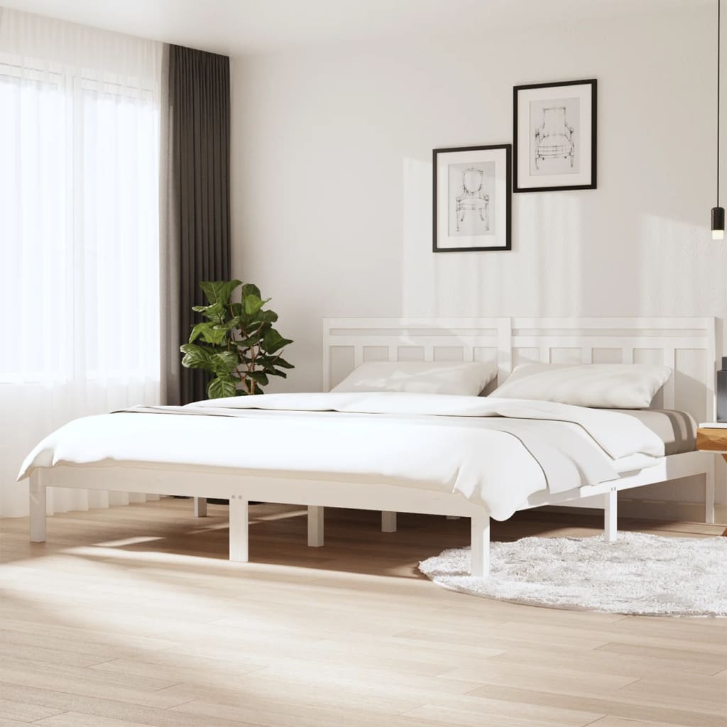 Bedframe massief hout wit 180x200 cm – afbeelding 1