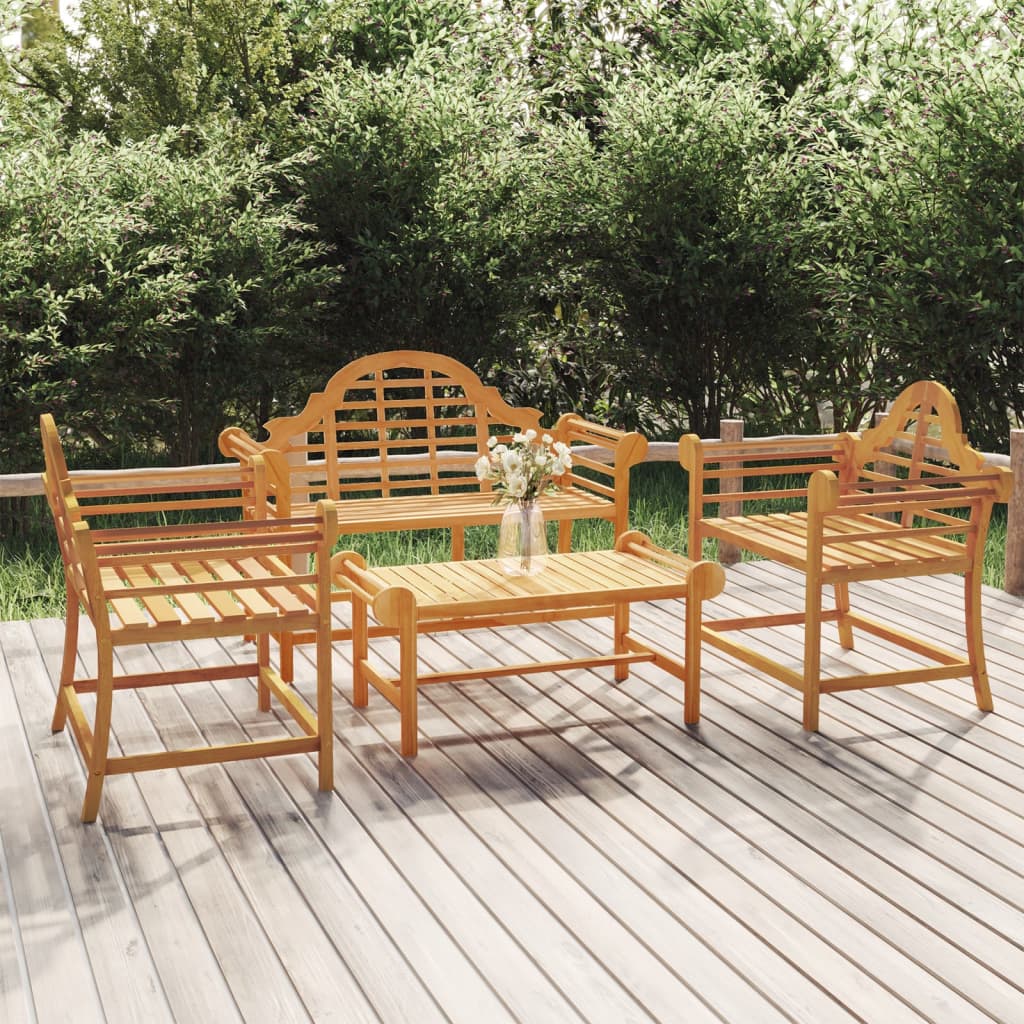 4-delige Loungeset massief teakhout – afbeelding 1