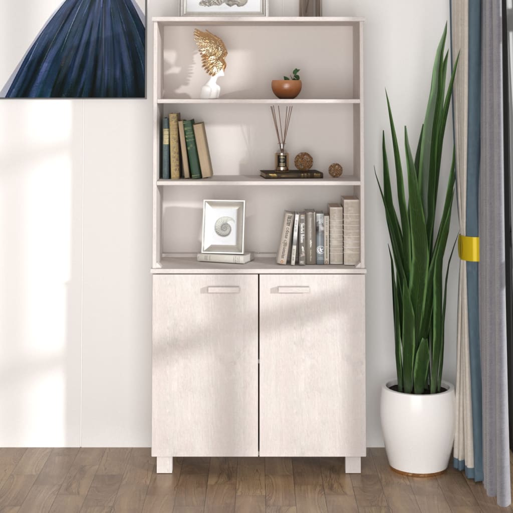 Hoge kast HAMAR massief grenenhout wit