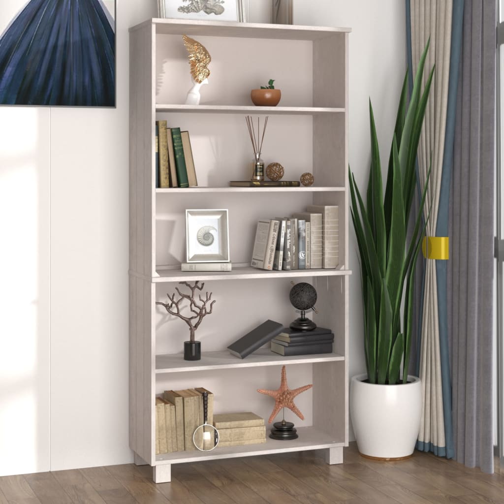 Hoge kast HAMAR massief grenenhout wit