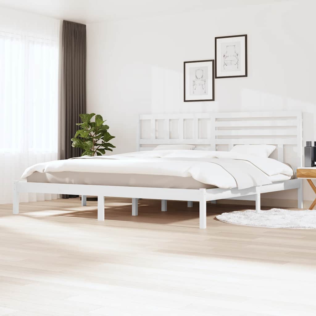 Bedframe massief grenenhout wit 200x200 cm – afbeelding 1