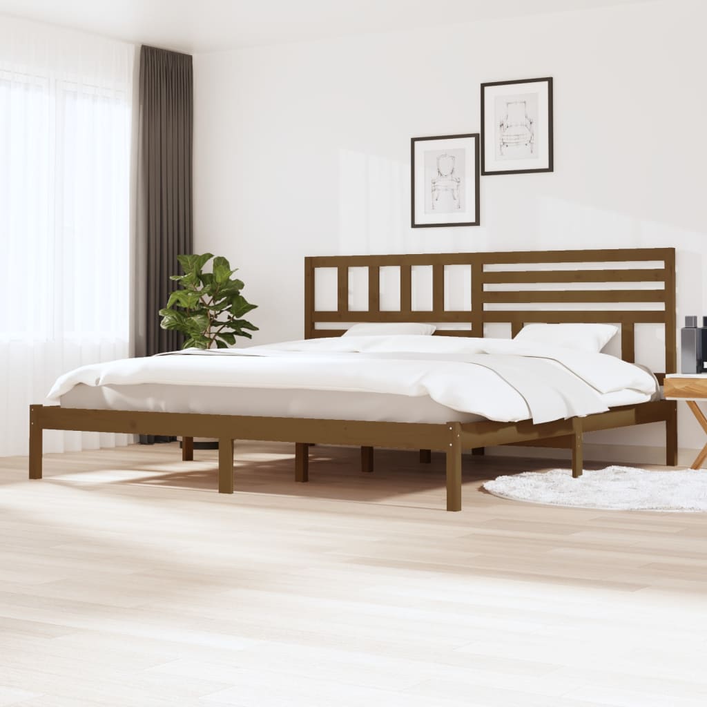 Bedframe massief grenenhout honingbruin 200x200 cm – afbeelding 1
