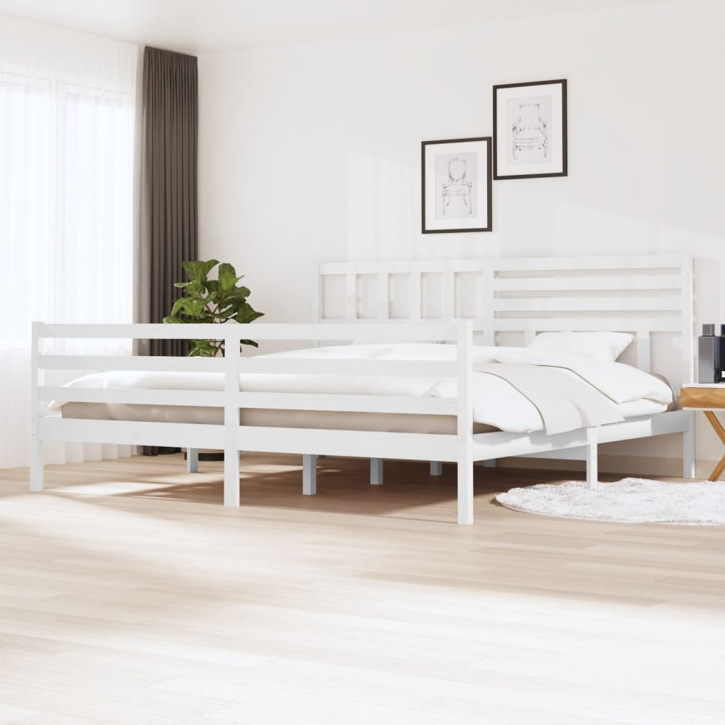 Bedframe massief hout wit 200x200 cm – afbeelding 1