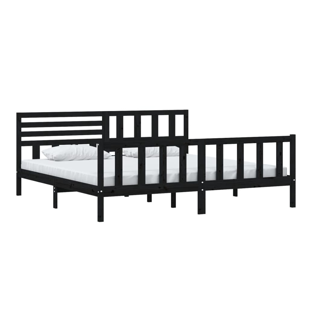 Bedframe massief hout zwart 200x200 cm – afbeelding 3