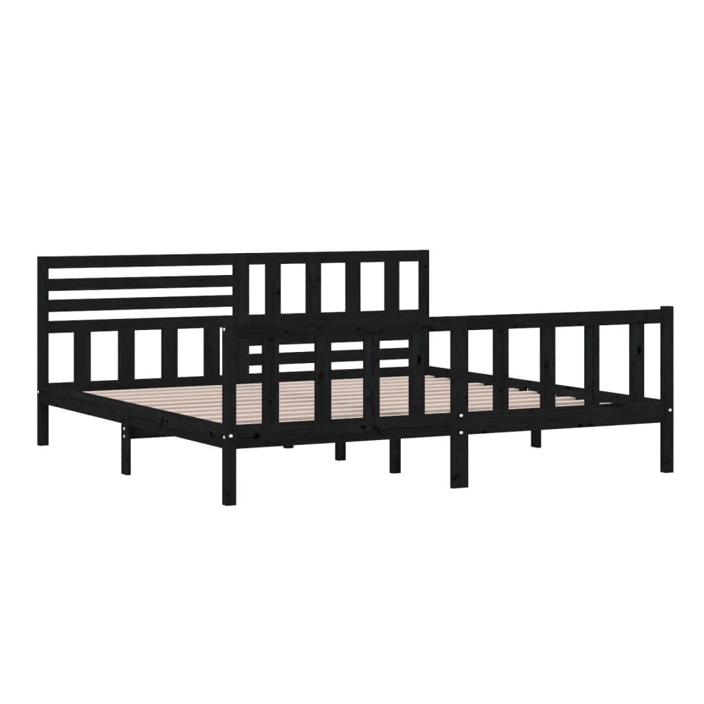 Bedframe massief hout zwart 200x200 cm – afbeelding 4