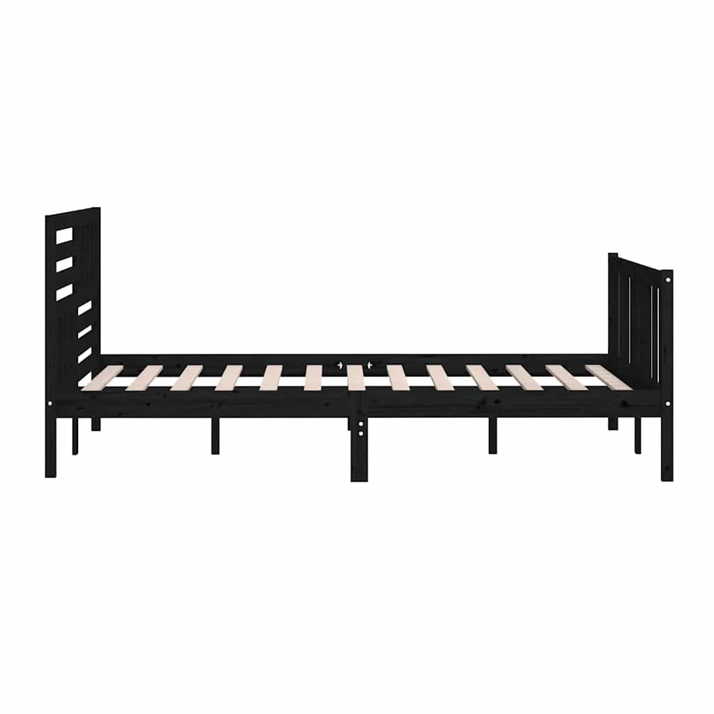 Bedframe massief hout zwart 200x200 cm – afbeelding 6