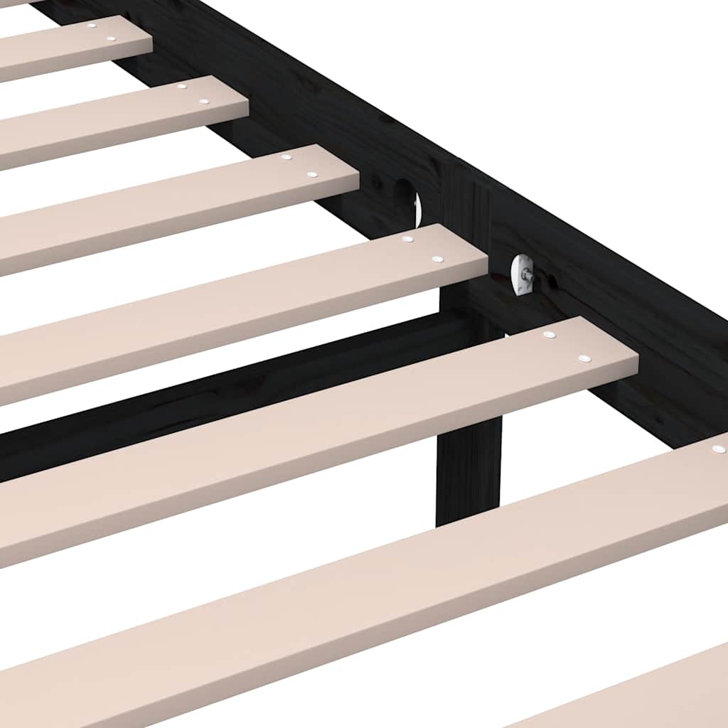 Bedframe massief hout zwart 200x200 cm – afbeelding 7