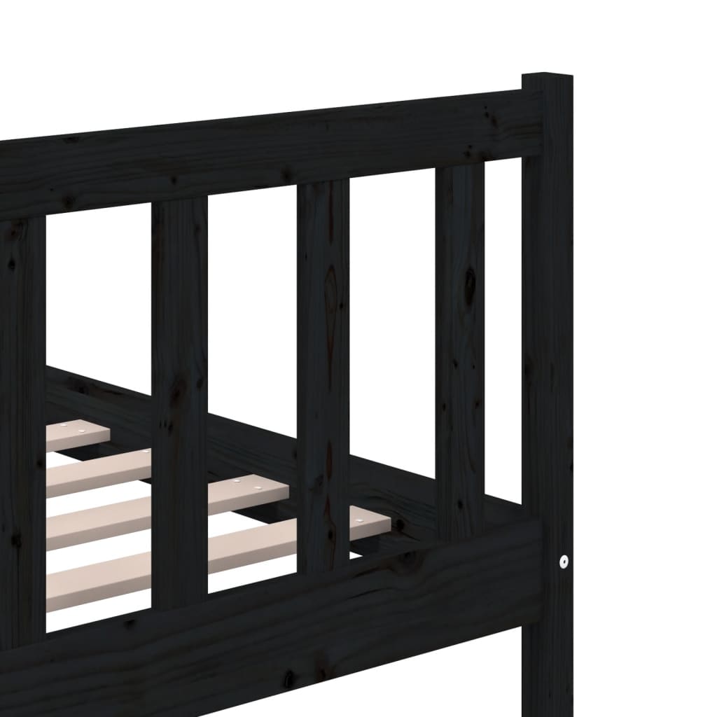 Bedframe massief hout zwart 200x200 cm – afbeelding 8