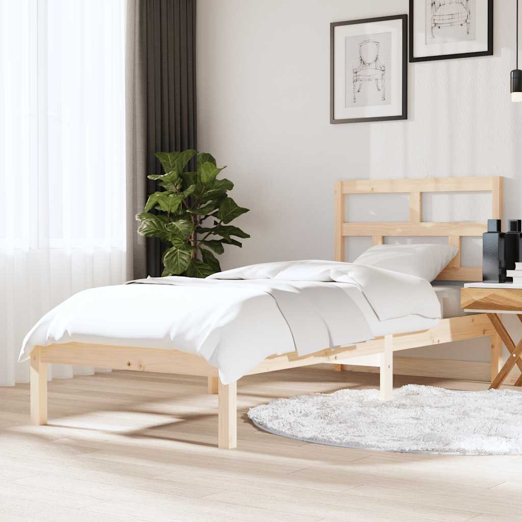 Bedframe massief hout 75x190 cm – afbeelding 1