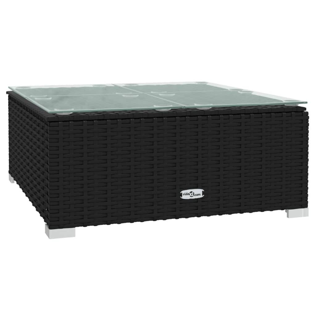 5-delige Loungeset met kussens poly rattan zwart – afbeelding 7