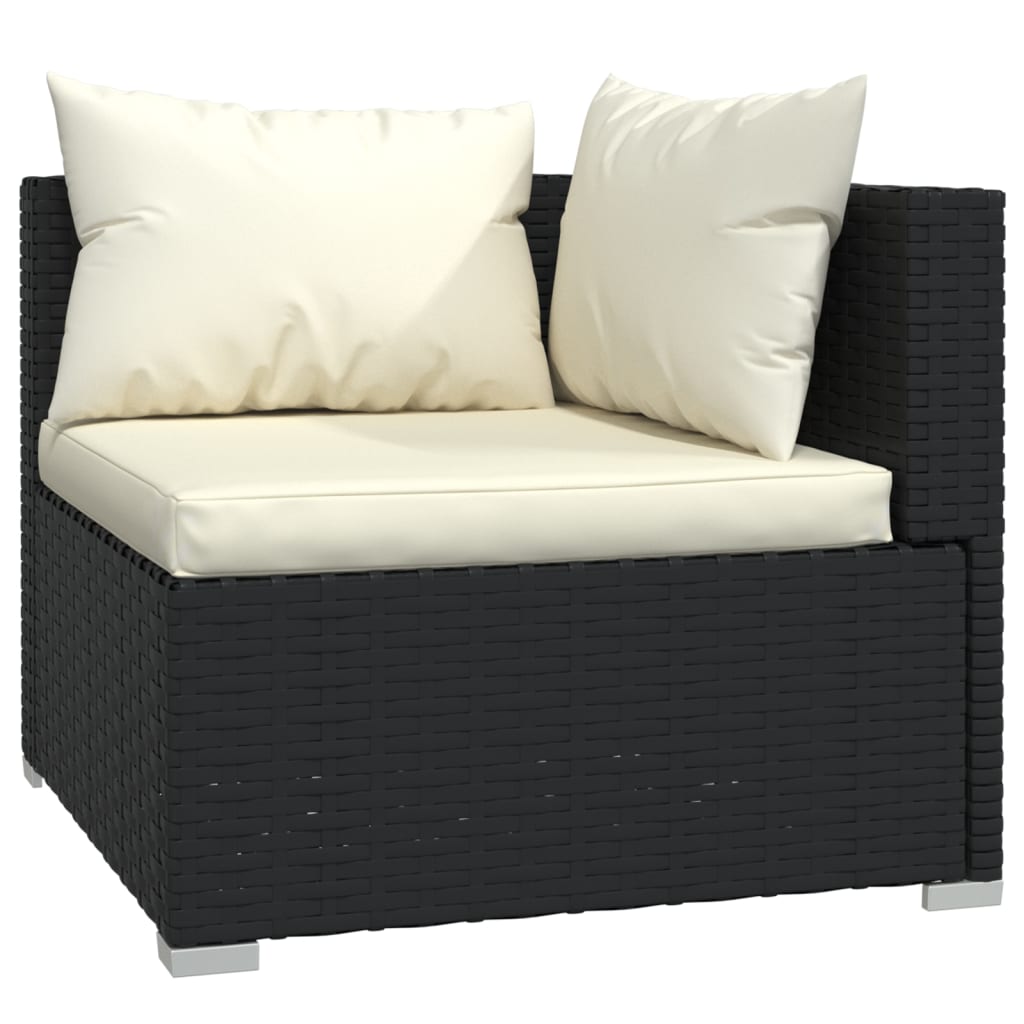 13-delige Loungeset met kussens poly rattan zwart – afbeelding 3