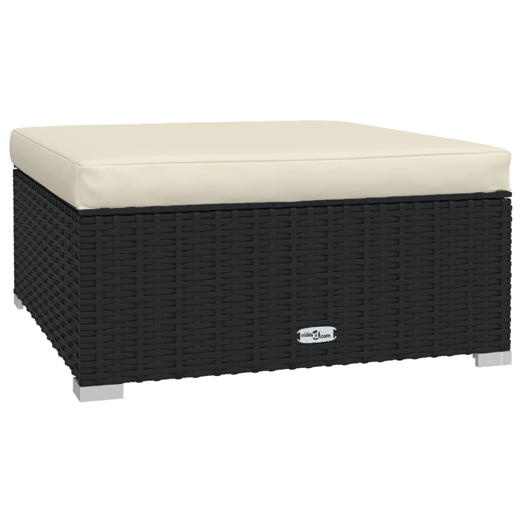 5-delige Loungeset met kussens poly rattan zwart – afbeelding 5