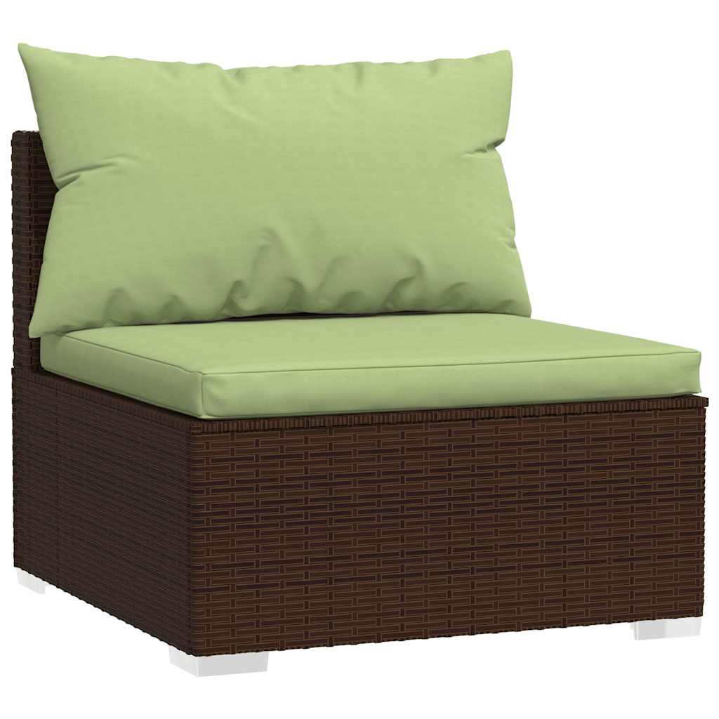 5-delige Loungeset met kussens poly rattan bruin – afbeelding 3