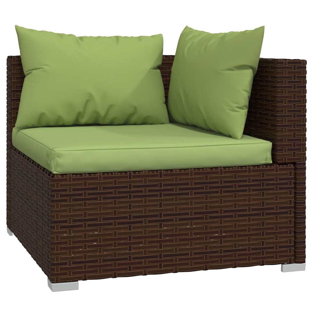 5-delige Loungeset met kussens poly rattan bruin – afbeelding 4