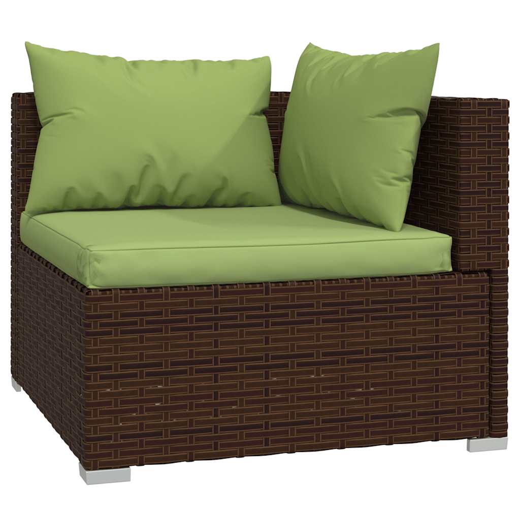 5-delige Loungeset met kussens poly rattan bruin – afbeelding 4