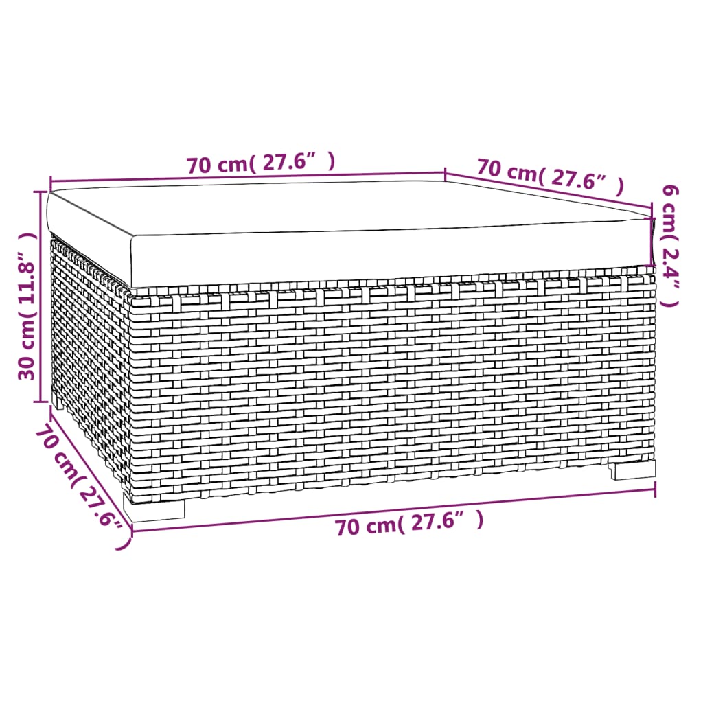 6-delige Loungeset met kussens poly rattan grijs – afbeelding 12